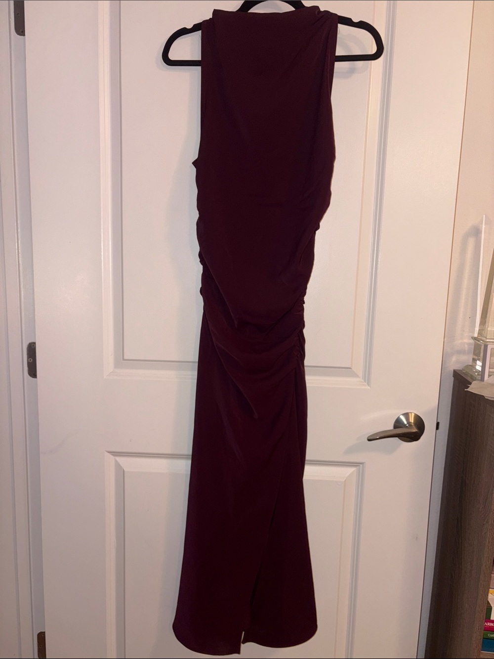 bishop + young High Neck Burgundy Evening Gown